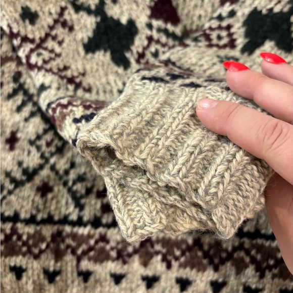 VTG Polo Ralph Lauren Men’s Hand Knit Wool Sweater Stag Fair Isle Moose M - Picture 6 of 8